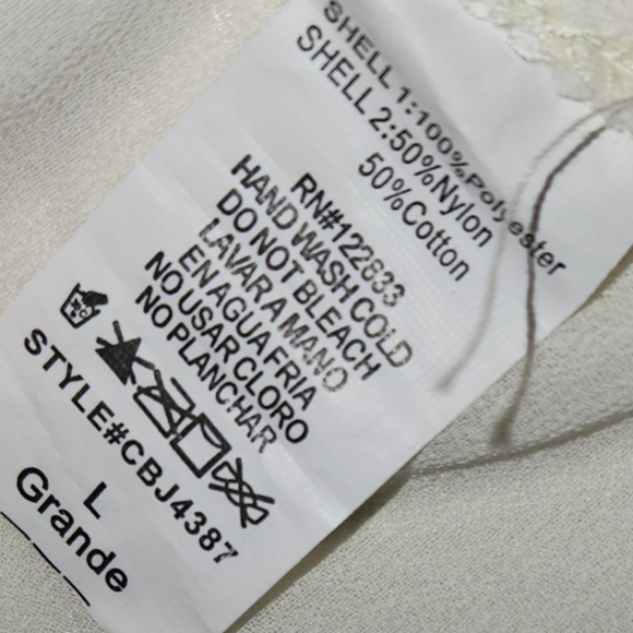 White sheer floral blouse L - Picture 6 of 6